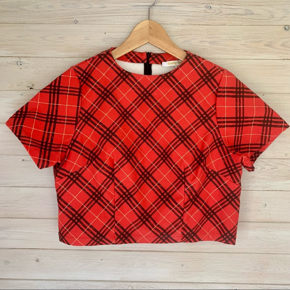 Tuesday Bassen Plaid Crop Top